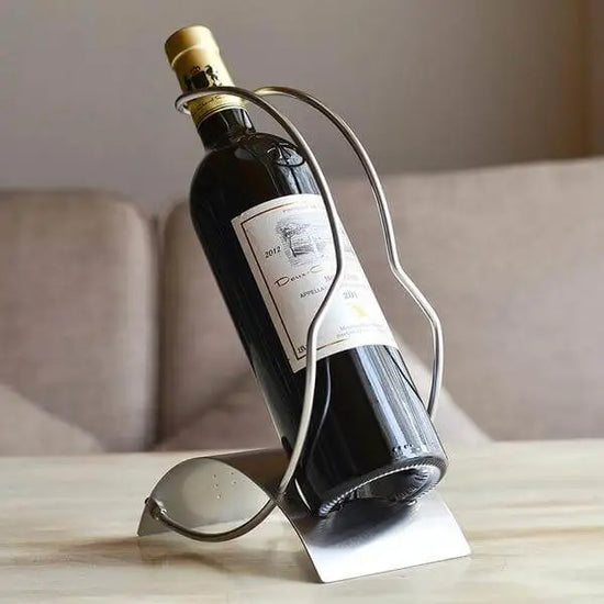 Support à bouteille design en inox - accessoire du vin